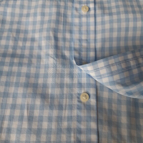 Thomas Pink SZ 17 French Cuff Gingham Blue & White Button Up Men's Shirt - Picture 9 of 15